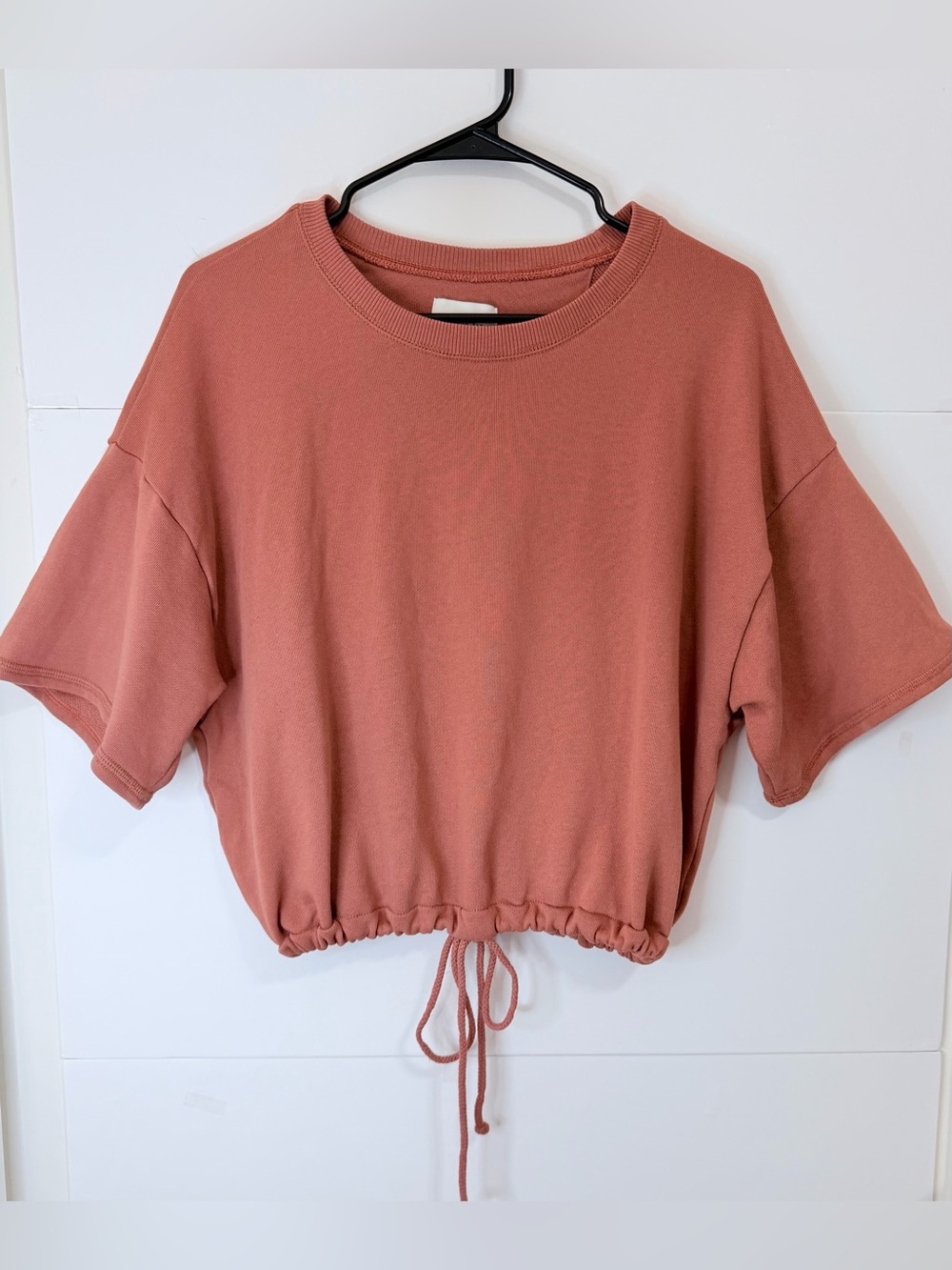 American Eagle Rust Short Sleeve Cinched Sweatshirt Size M